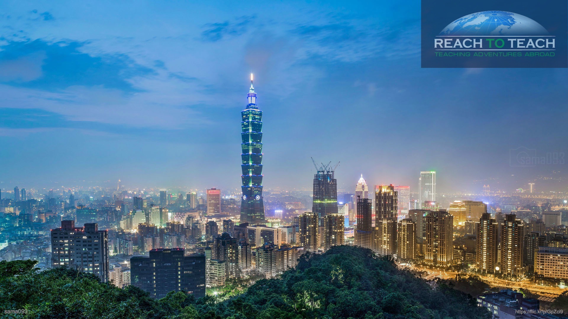 night hill view on taipei tower, taiwan